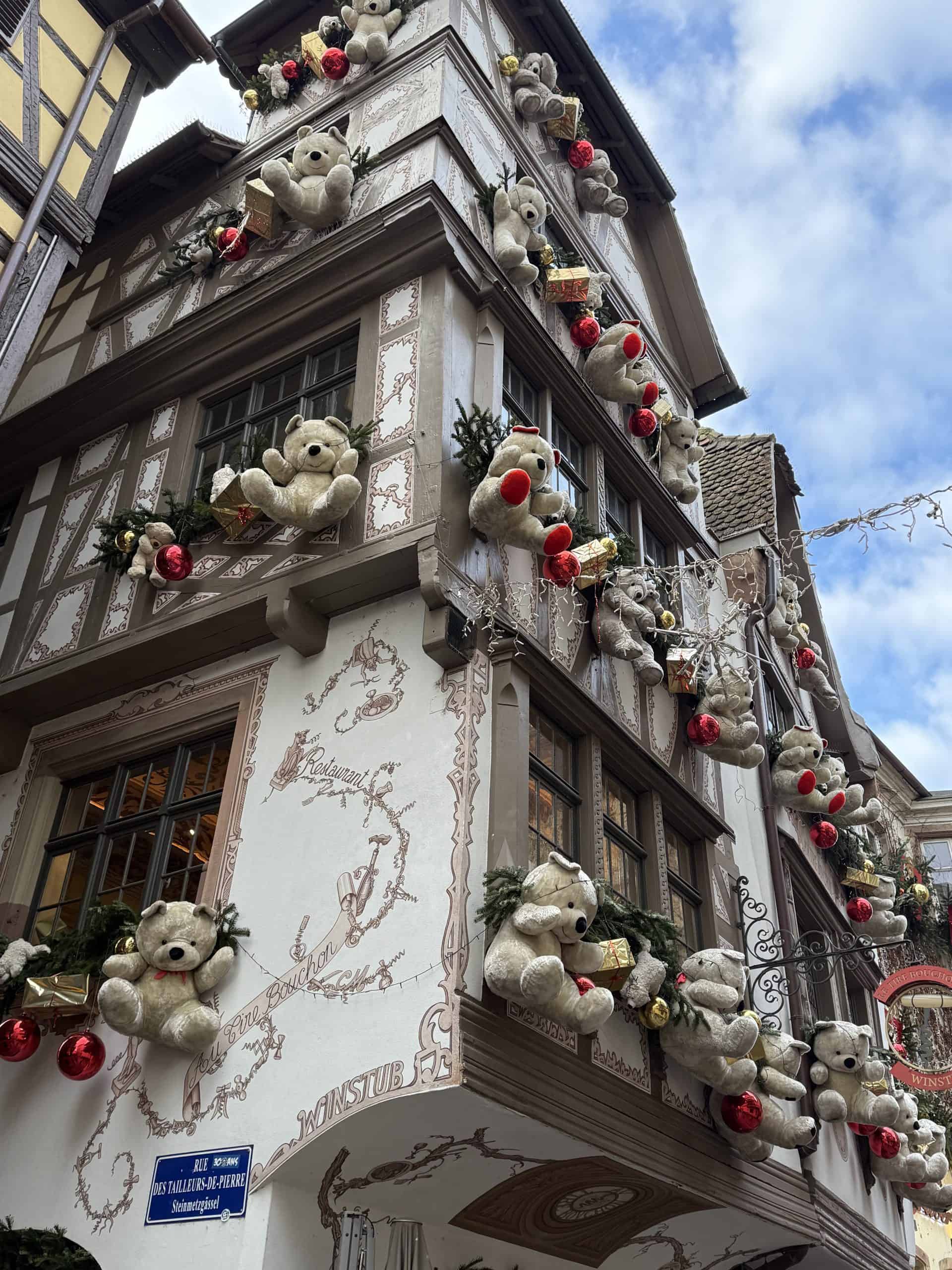 Strasbourg France Storefront Decorated Facade with Teddy Bears Old Town