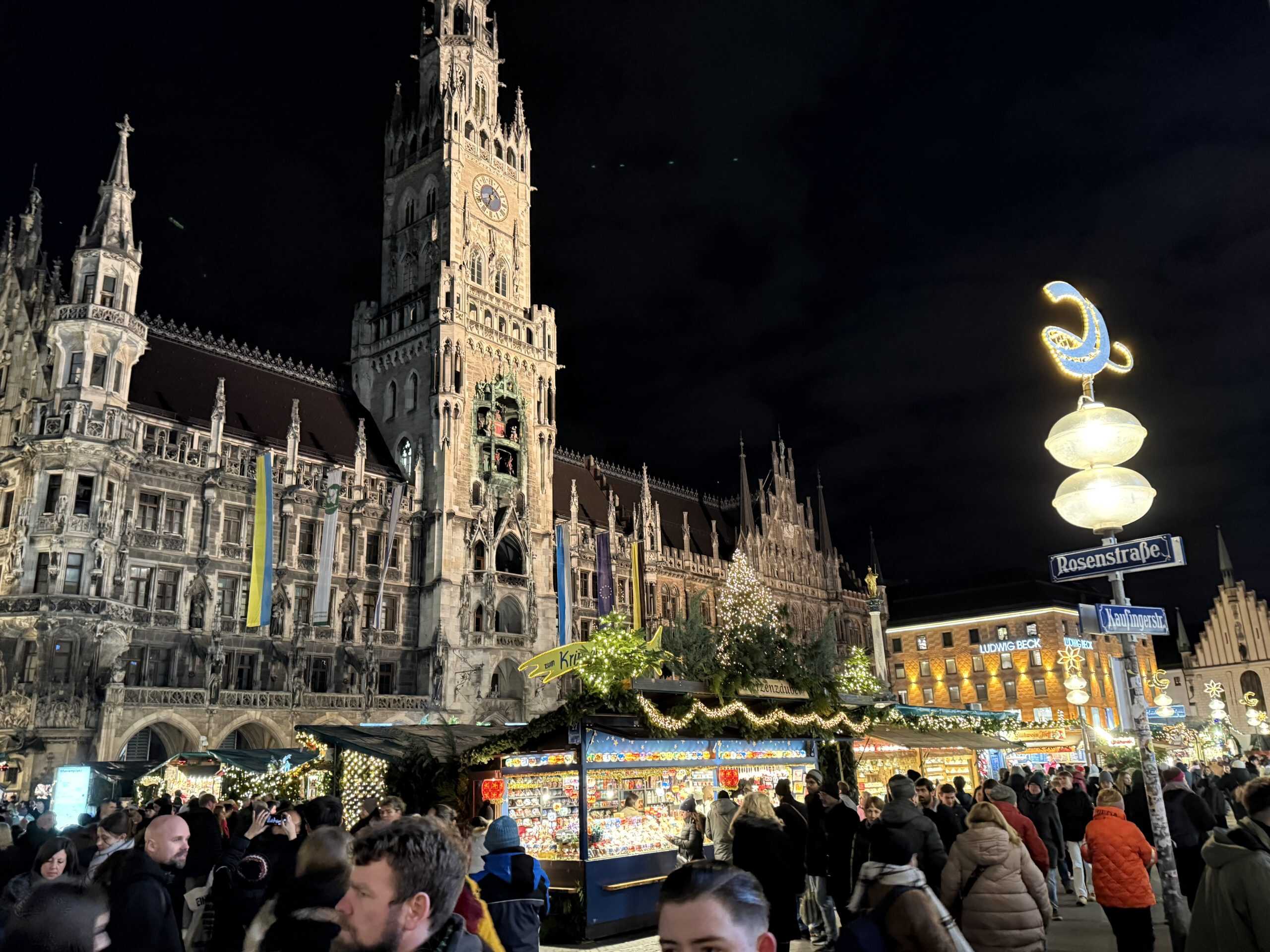 Marienplatz at night Munich Germany Glockenspiel