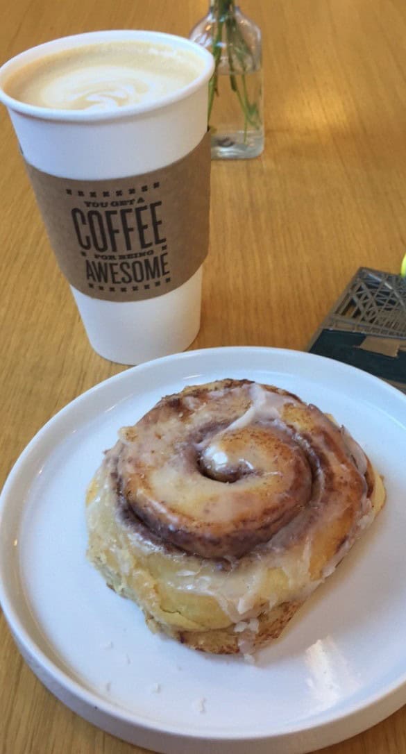 cinnamon roll and coffee