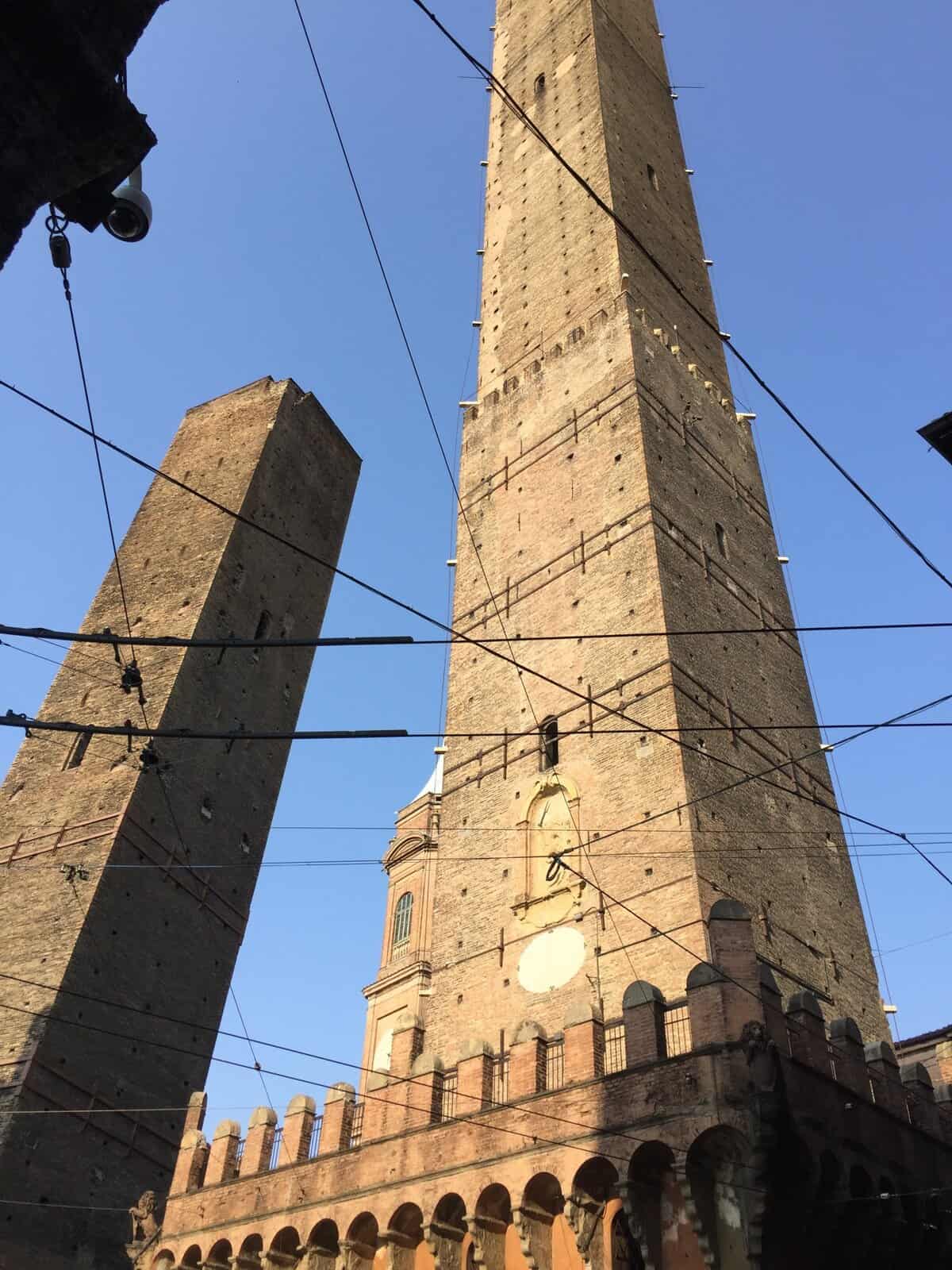 Ancient towers in Bologna, Italy, highlighting historic architecture and travel destinations.