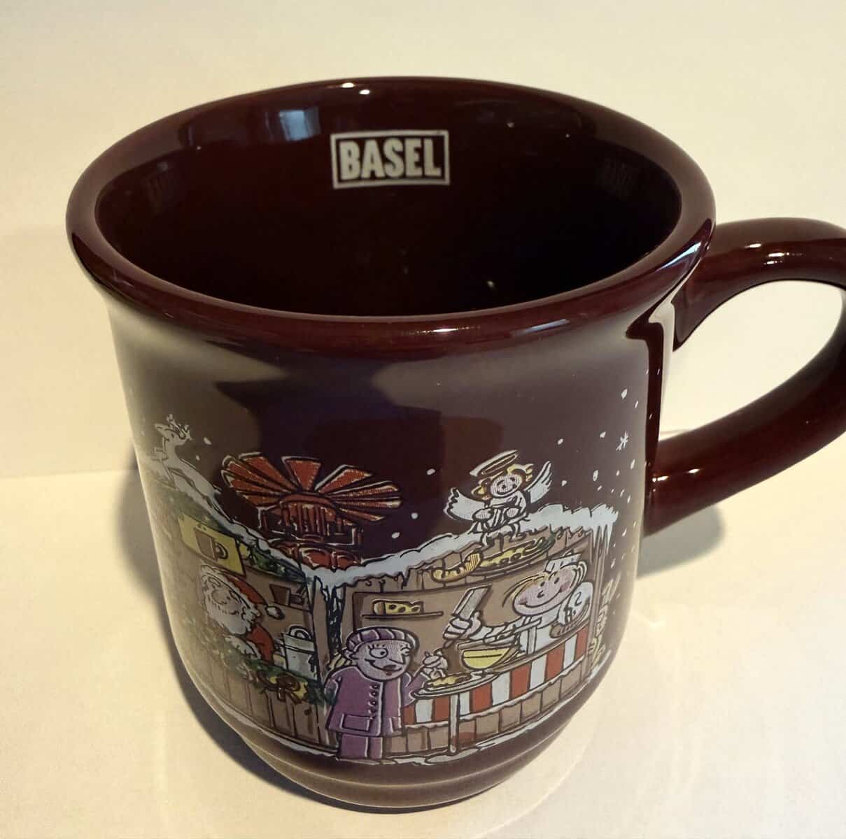 Collectible Basel Christmas market mug used for glühwein during the holiday season