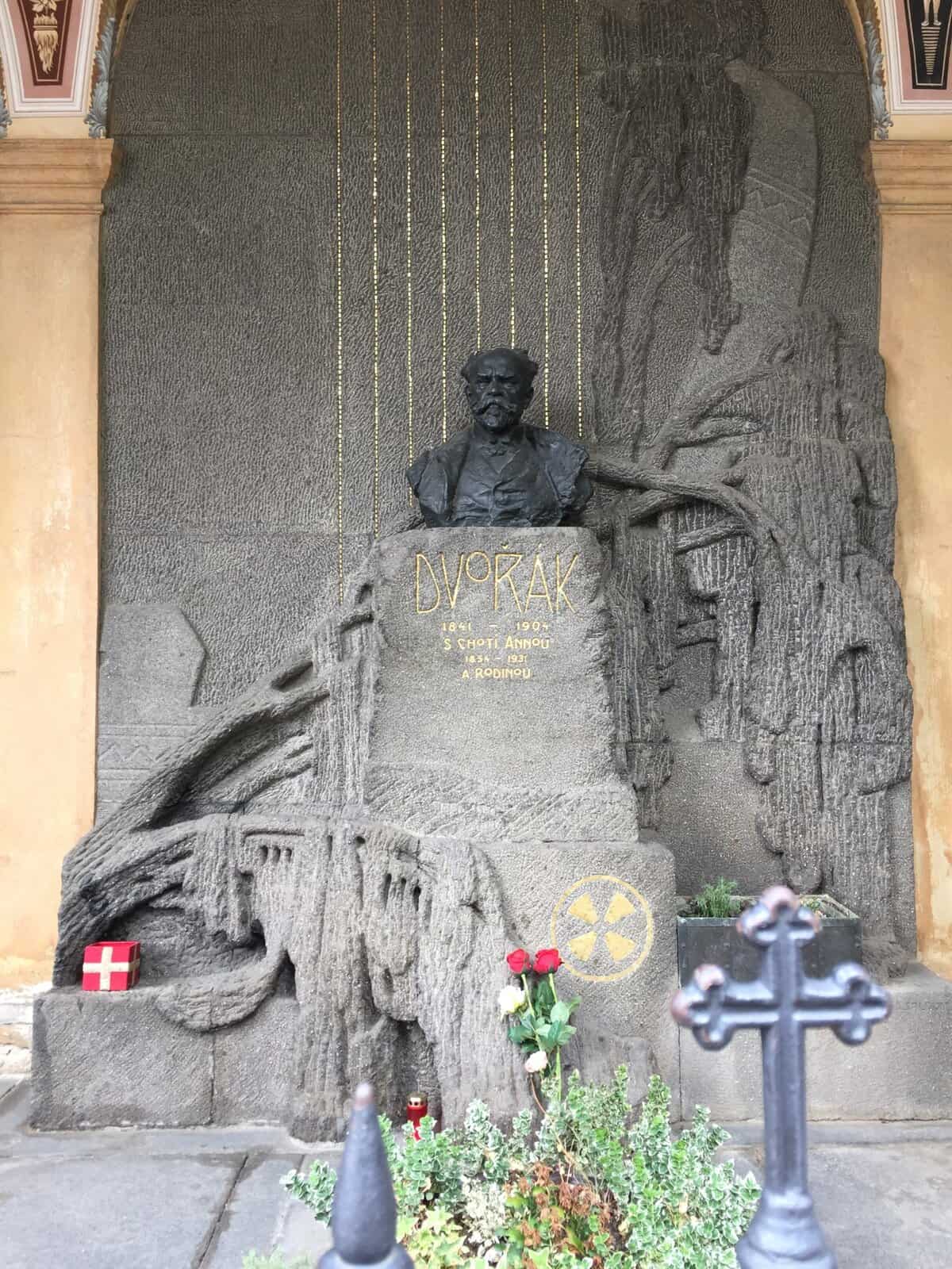 Grave of Czech composer Antonín Dvořák at Vyšehrad Cemetery in Prague.