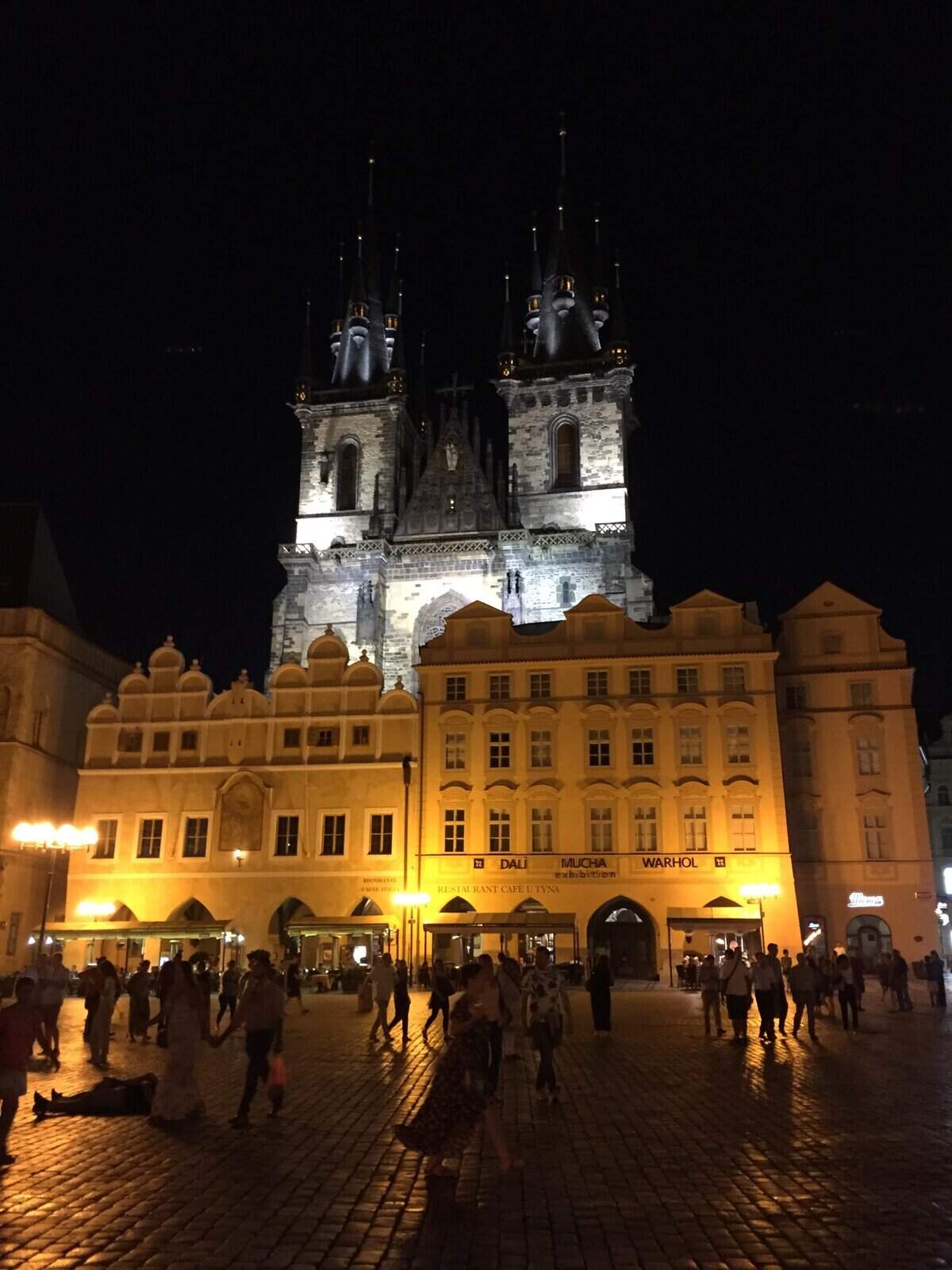 Church of Our Lady before Týn in Old Town Square Prague at night