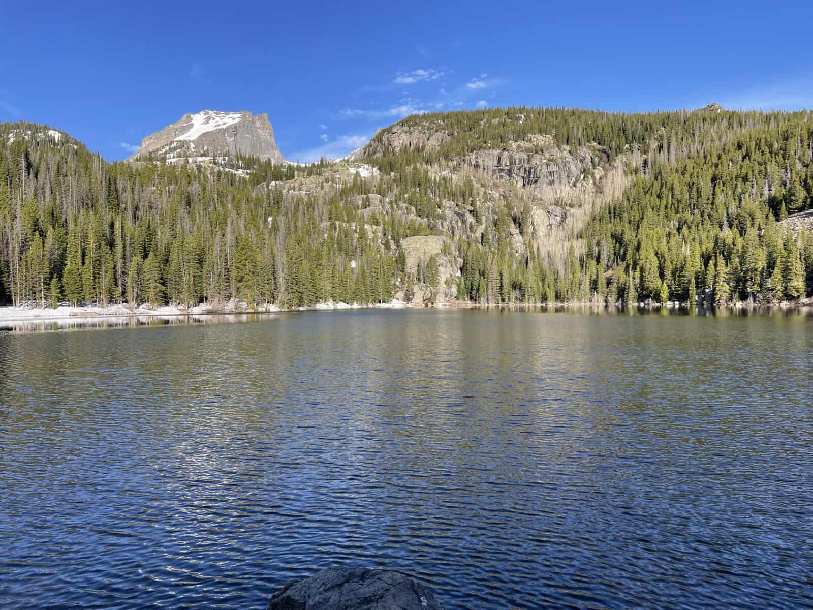 Bear Lake with Hallett Peak in Rocky Mountain National Park near Estes Park, Colorado.