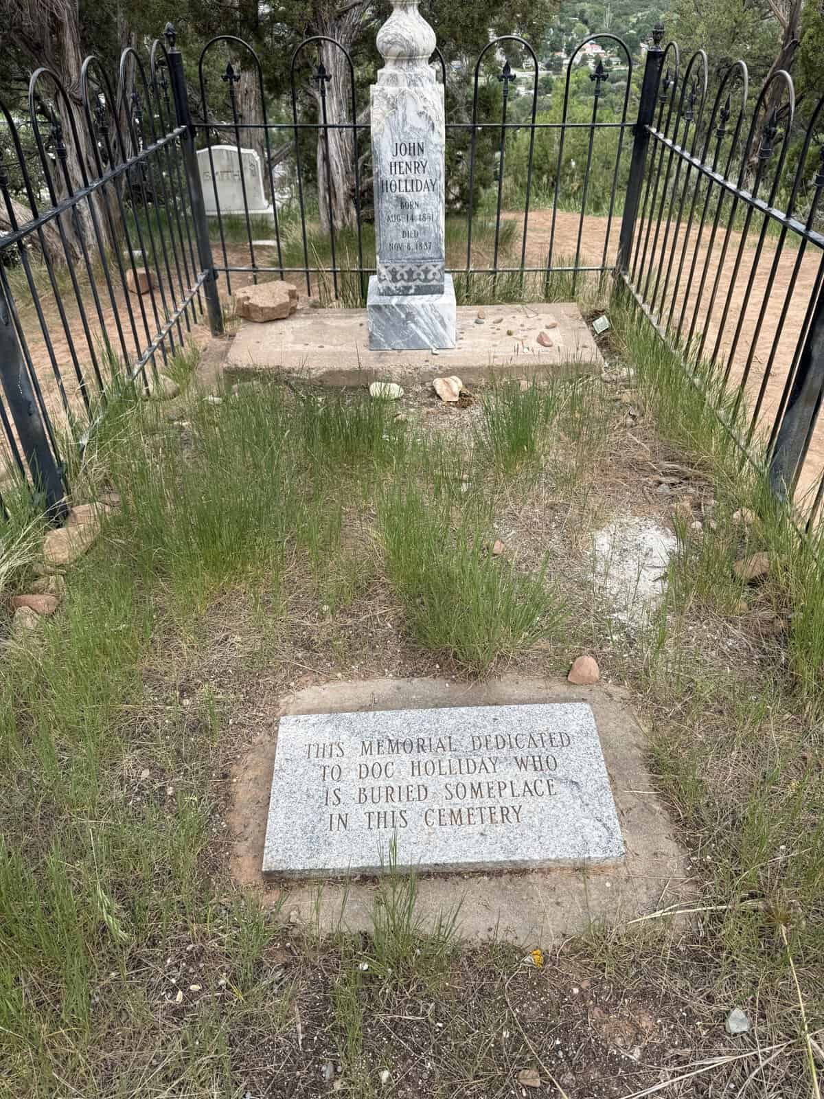 Memorial marker for Doc Holliday at Linwood Cemetery in Glenwood Springs, Colorado