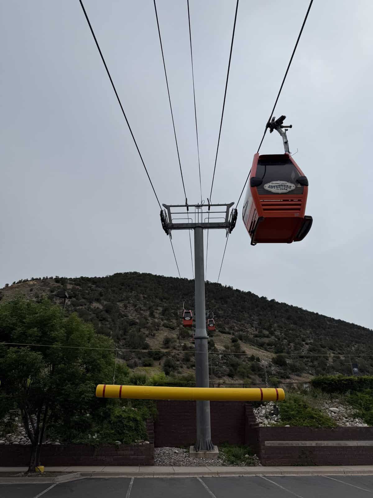Gondola cabins ascending to Glenwood Caverns Adventure Park in Glenwood Springs
