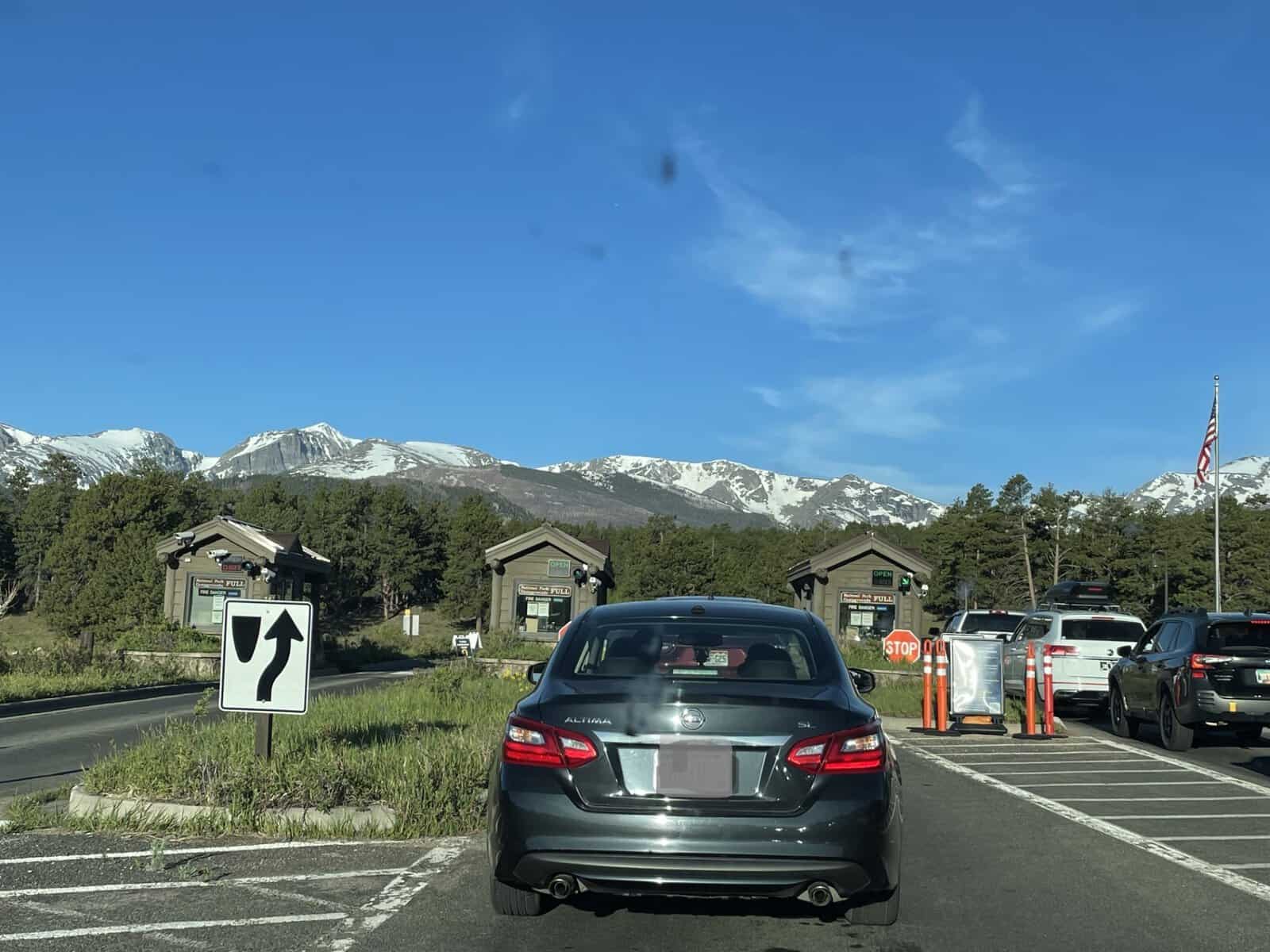 Entering Rocky Mountain National Park through the Beaver Meadows Entrance Station